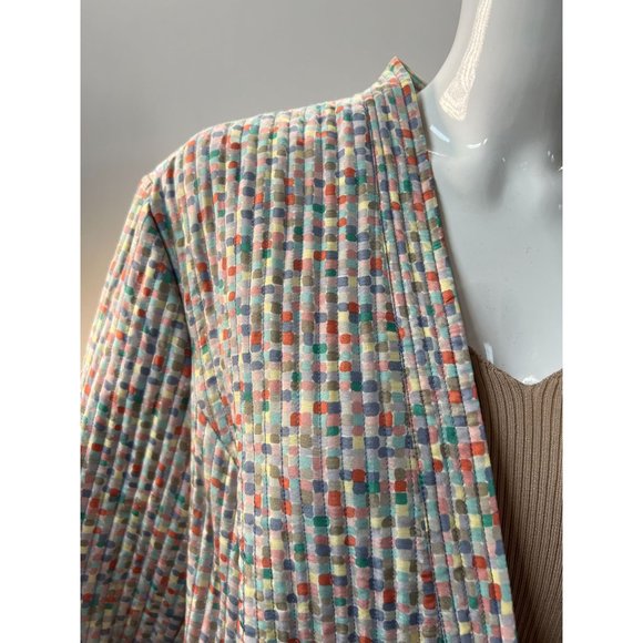 Kate Hill Plus Size Quilted Jacket Size 2X Multi Color Confetti Pattern Silk - Picture 5 of 16